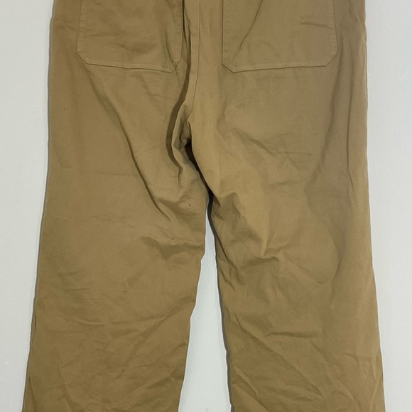 J Crew Women button front pocket size 31 tan Flat Front Straight High Rise pants - Picture 3 of 12